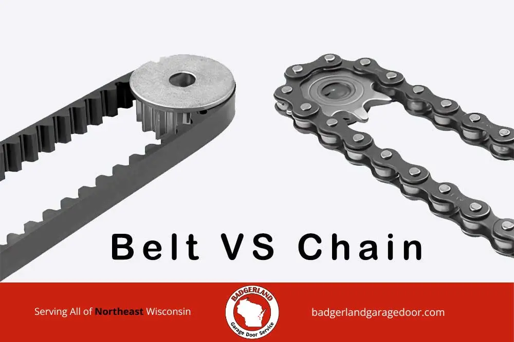 Comparison of belt vs chain drive garage door openers for quieter performance in attached homes.