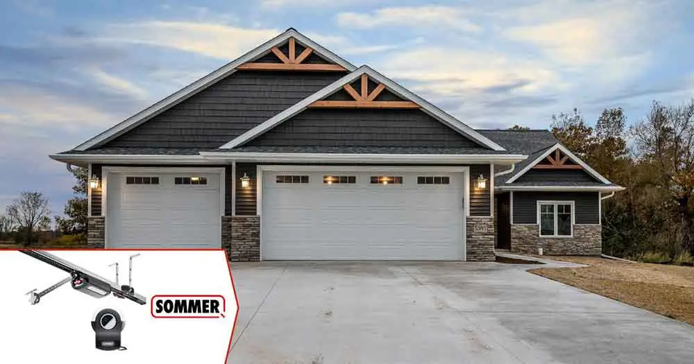 Modern home with a double garage, showcasing repair services available in Green Bay and Appleton.| Badgerland Garage Door Service – Green Bay Garage Door Repair